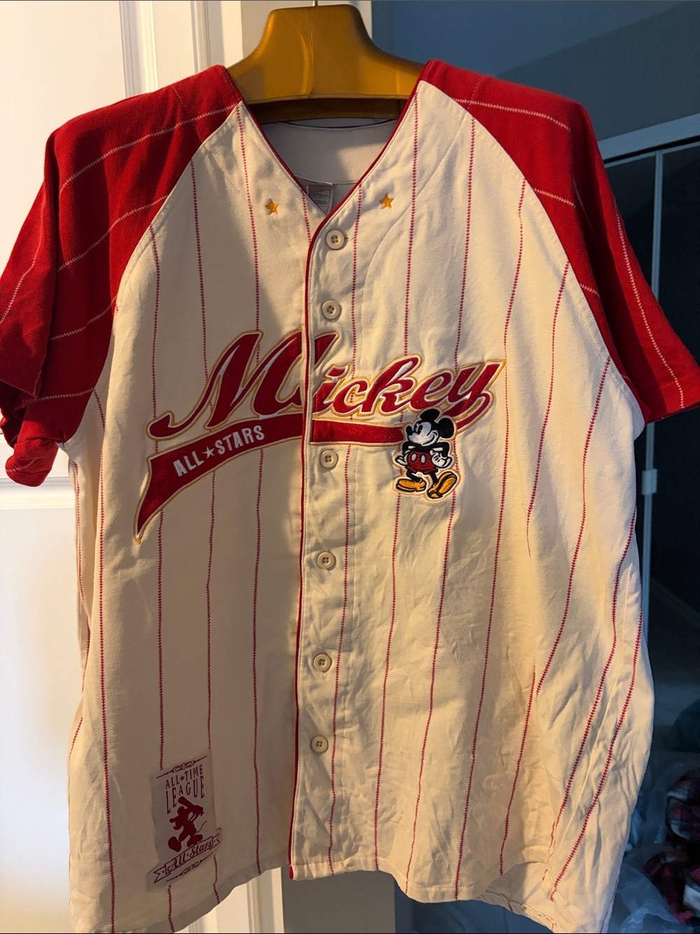 Mickey Mouse All-Stars Men/Unisex Baseball Jersey - Red & White The Disney Store